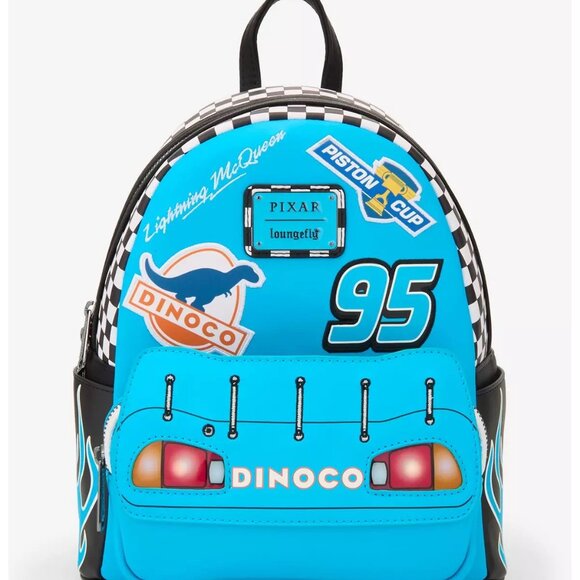 Loungefly Pixar Cars Lightning McQueen Dinoco Light-Up Backpack and Wallet Set - Picture 3 of 12